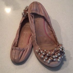 Pink ballet flats with pearls sz 8.5 Campbell